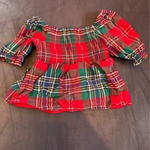 Janie and jack  plaid Red and Green Top
